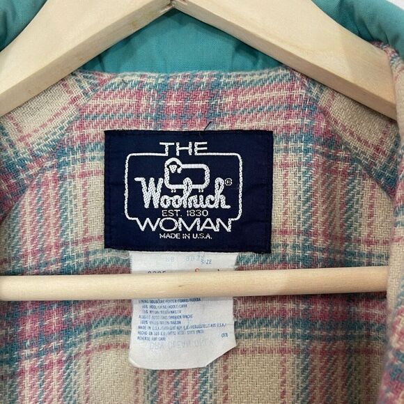 Vintage Woolrich Small Jacket Wool Plaid Lined Blue Snap USA Made Womens - Picture 4 of 16